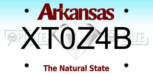 XT0Z4B Arkansas License Plate