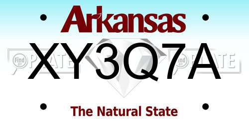 XY3Q7A Arkansas License Plate