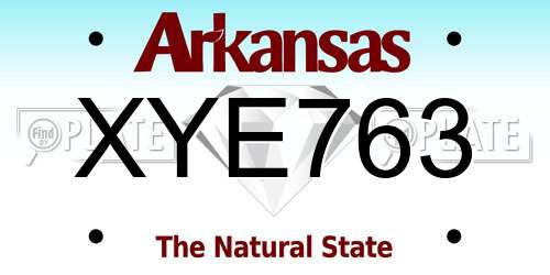 XYE763 Arkansas License Plate