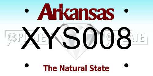 XYS008 Arkansas License Plate