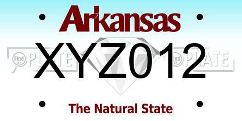 XYZ012 Arkansas License Plate
