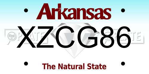 XZCG86 Arkansas License Plate