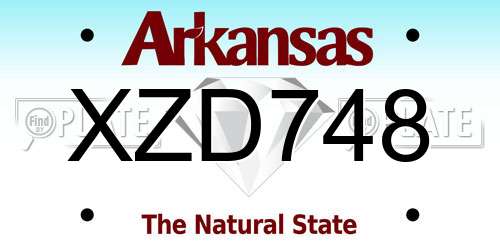 XZD748 Arkansas License Plate