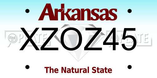 XZOZ45 Arkansas License Plate