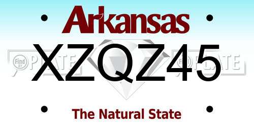 XZQZ45 Arkansas License Plate