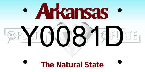 Y0081D Arkansas License Plate