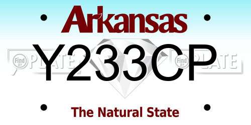 Y233CP Arkansas License Plate