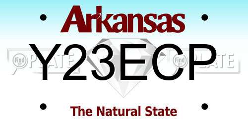 Y23ECP Arkansas License Plate