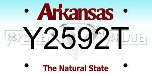 Y2592T Arkansas License Plate