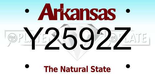 Y2592Z Arkansas License Plate