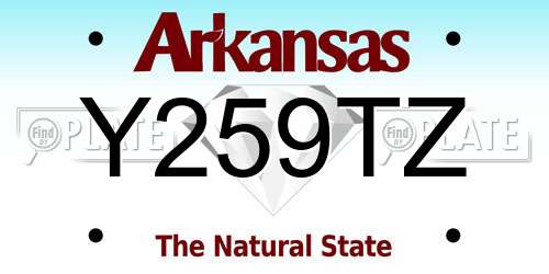 Y259TZ Arkansas License Plate