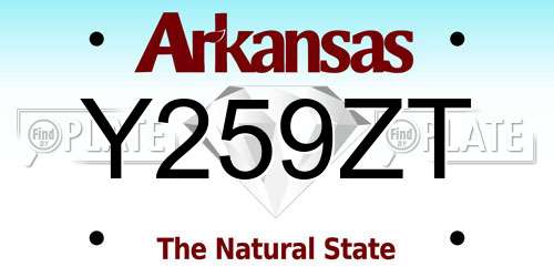 Y259ZT Arkansas License Plate
