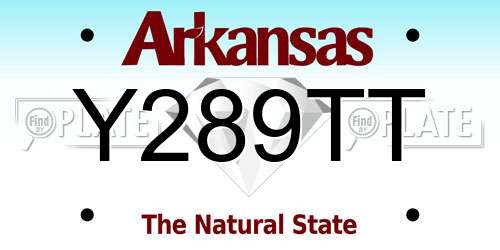 Y289TT Arkansas License Plate