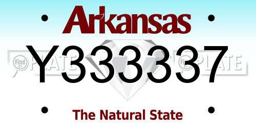 Y333337 Arkansas License Plate