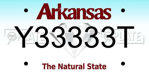 Y33333T Arkansas License Plate
