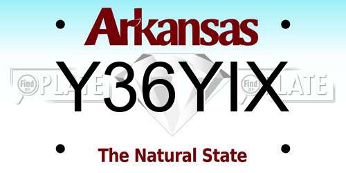 Y36YIX Arkansas License Plate