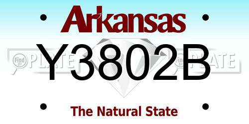 Y3802B Arkansas License Plate