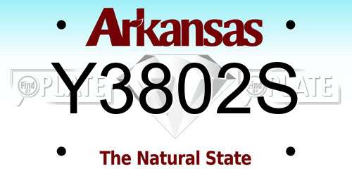 Y3802S Arkansas License Plate