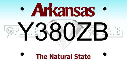 Y380ZB Arkansas License Plate