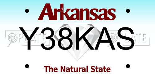 Y38KAS Arkansas License Plate