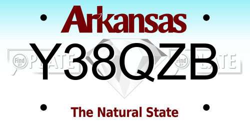 Y38QZB Arkansas License Plate