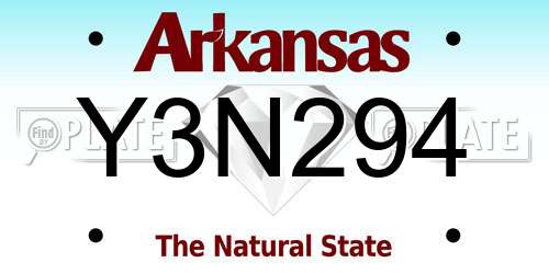 Y3N294 Arkansas License Plate