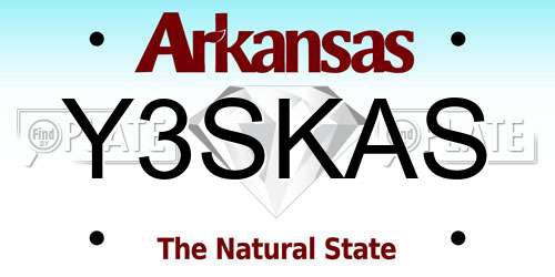Y3SKAS Arkansas License Plate