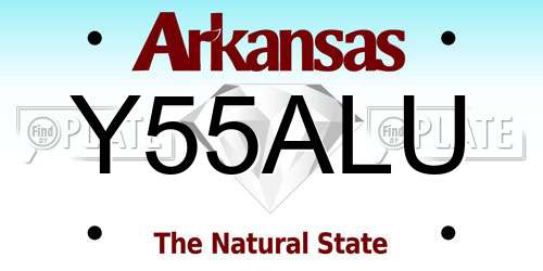 Y55ALU Arkansas License Plate