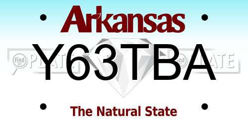 Y63TBA Arkansas License Plate