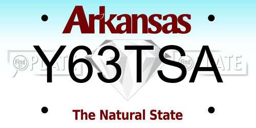 Y63TSA Arkansas License Plate
