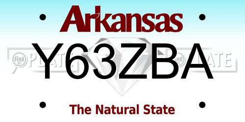 Y63ZBA Arkansas License Plate