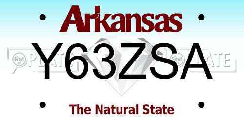 Y63ZSA Arkansas License Plate