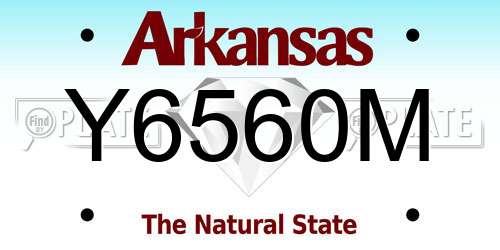 Y6560M Arkansas License Plate