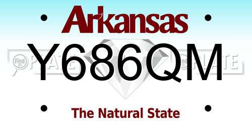 Y686QM Arkansas License Plate
