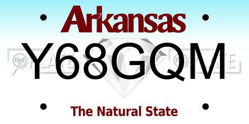 Y68GQM Arkansas License Plate
