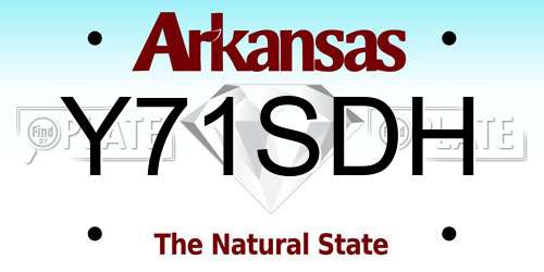 Y71SDH Arkansas License Plate