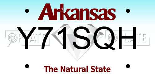 Y71SQH Arkansas License Plate
