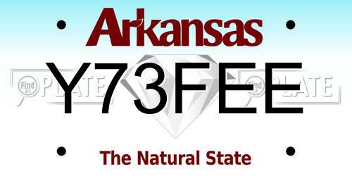 Y73FEE Arkansas License Plate