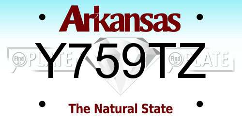 Y759TZ Arkansas License Plate
