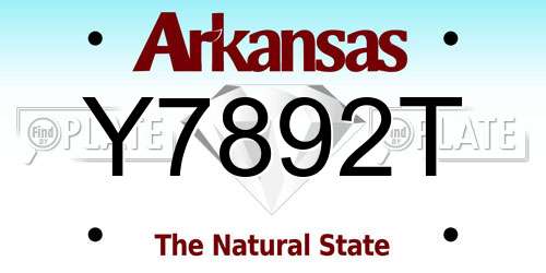 Y7892T Arkansas License Plate