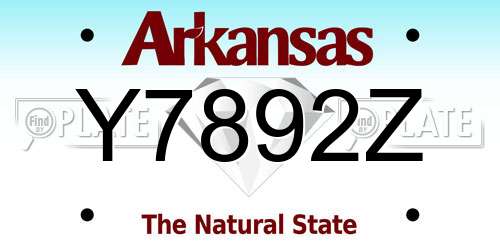 Y7892Z Arkansas License Plate