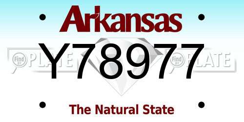 Y78977 Arkansas License Plate