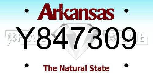 Y847309 Arkansas License Plate