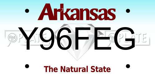 Y96FEG Arkansas License Plate