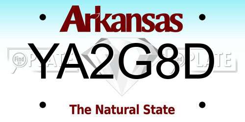 YA2G8D Arkansas License Plate