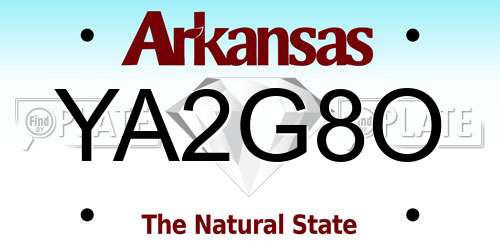 YA2G8O Arkansas License Plate