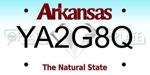 YA2G8Q Arkansas License Plate