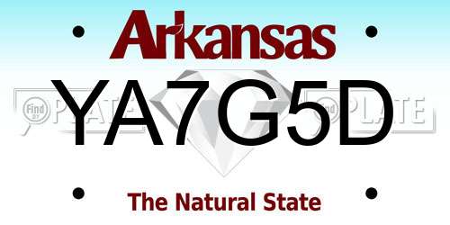 YA7G5D Arkansas License Plate