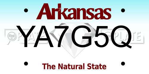 YA7G5Q Arkansas License Plate