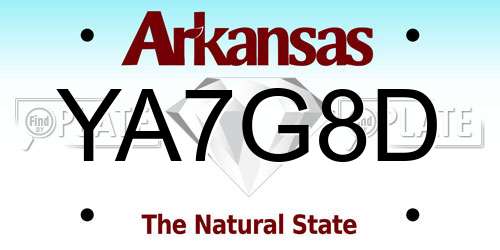 YA7G8D Arkansas License Plate